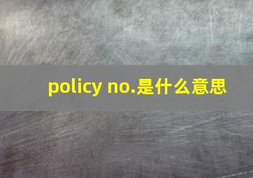 policy no.是什么意思